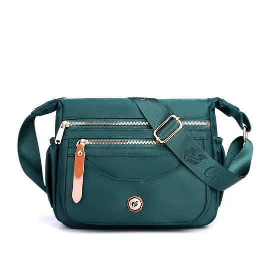 Elosung Dark Green Nylon Crossbody Bag With Multiple Compartments Compact And Stylish Design