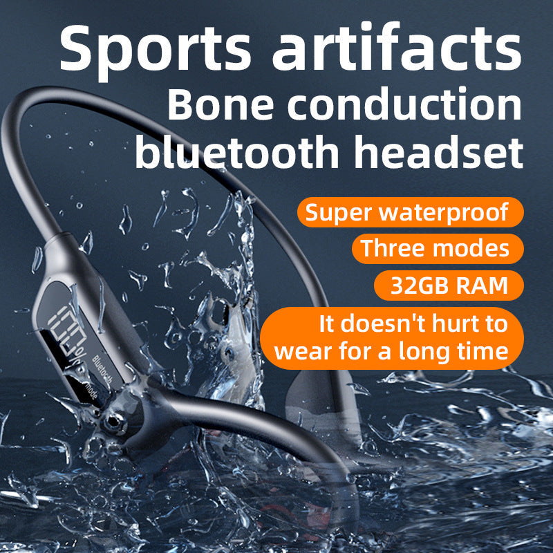 Black Orange Waterproof Bluetooth Headset 32Gb Memory Lightweight