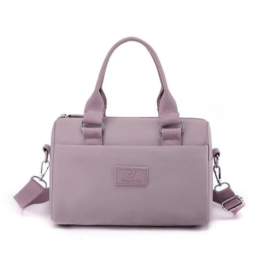 Elosung Purple Multifunctional Nylon Shoulder Bag Lightweight Spacious Handbag For Women 27X18x14cm
