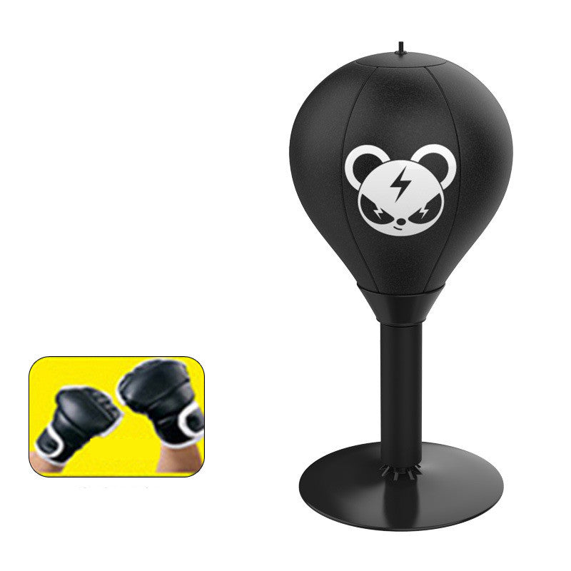 1 Sets of Elosung 1 Sets Of Desktop Punching Speed Ball Durable Leather Stable Base (Bear Pattern Half Finger Boxing Glo