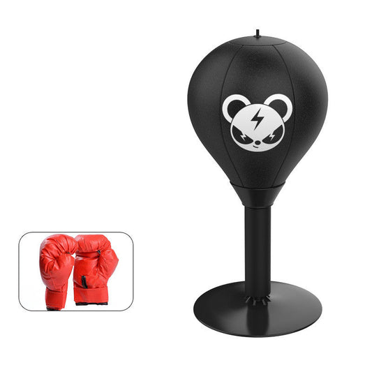 Desktop Punching Speed Ball Durable Leather Stable Base (Bear Pattern And Kids Boxing Gloves)
