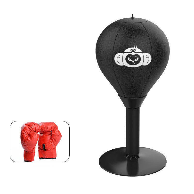 Desktop Punching Speed Ball Durable Leather Stable Base (Monkey Pattern And Kids Boxing Gloves)