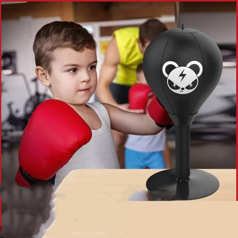 Desktop Punching Speed Ball Durable Leather Stable Base (Monkey Pattern And Kids Boxing Gloves)