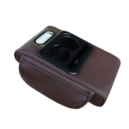 Elosung Gt 6 No Embroidery Coffee Multifunctional Car Armrest Storage Box Cushion Universal Fit With Cup Holder Tissue D