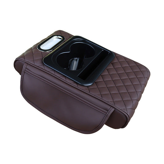 Elosung Gt 6 Embroidery Coffee Multifunctional Car Armrest Storage Box Cushion Universal Fit With Cup Holder And Tissue