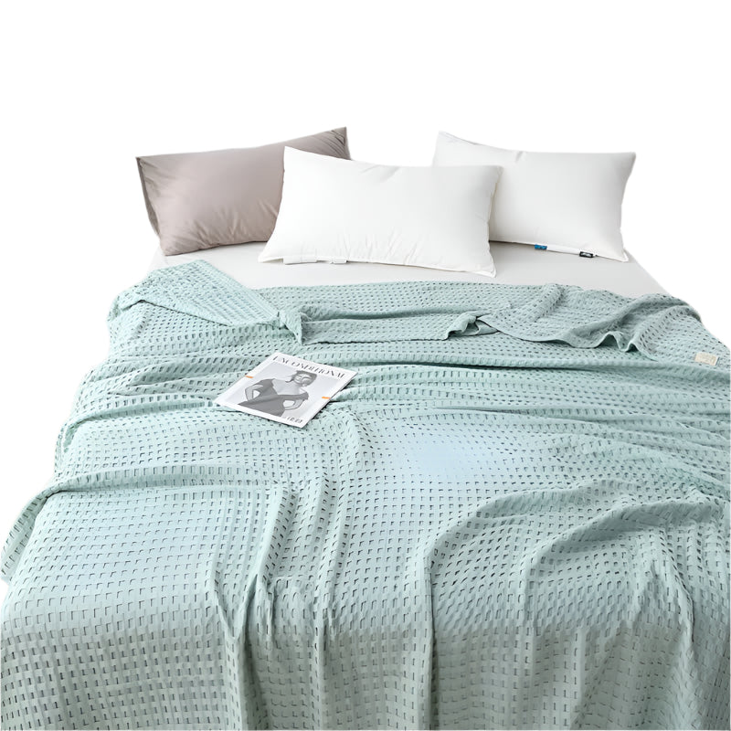 Cotton Waffle Blanket Air Conditioning Blanket/Throw/Summer Quilt 150*200Cmlight Green