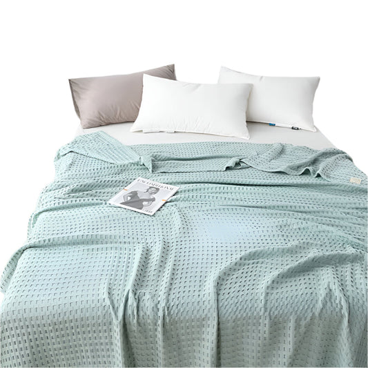 Cotton Waffle Blanket Air Conditioning Blanket/Throw/Summer Quilt 150*200Cmlight Green