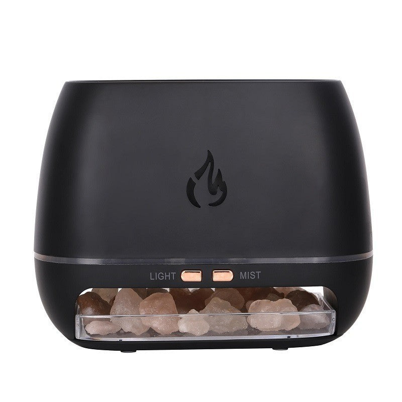 Black Led Flame Aromatherapy Diffuser With Humidifier Ambient Light Essential Oil