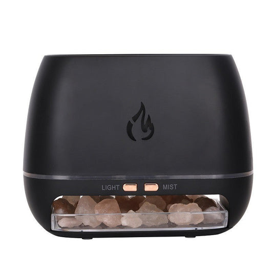 Black Led Flame Aromatherapy Diffuser With Humidifier Ambient Light Essential Oil