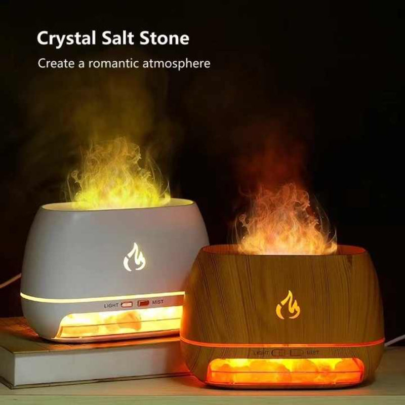 Black Led Flame Aromatherapy Diffuser With Humidifier Ambient Light Essential Oil