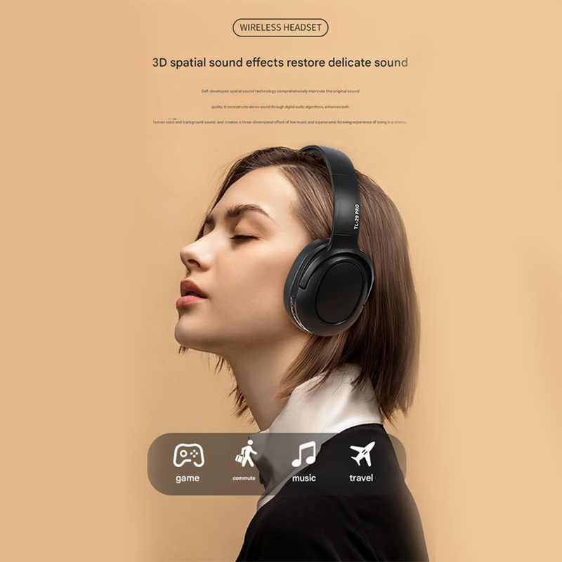 Elosung Pink Wireless Noise Cancelling Over Ear Headphones Bluetooth 5.0 Long Battery Life