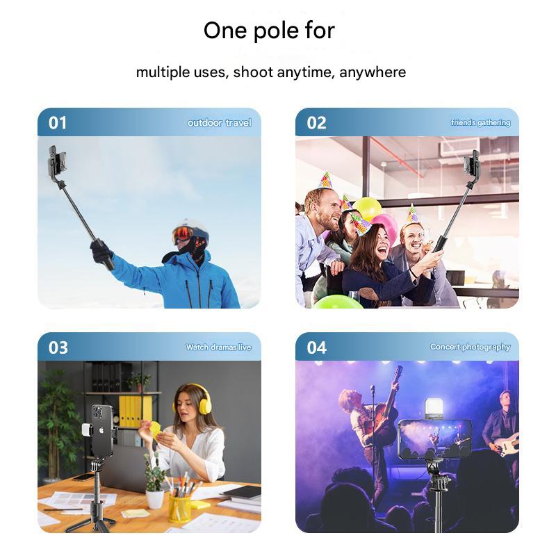 Elosung White With Light Selfie Stick Tripod Bluetooth Remote Compact And
