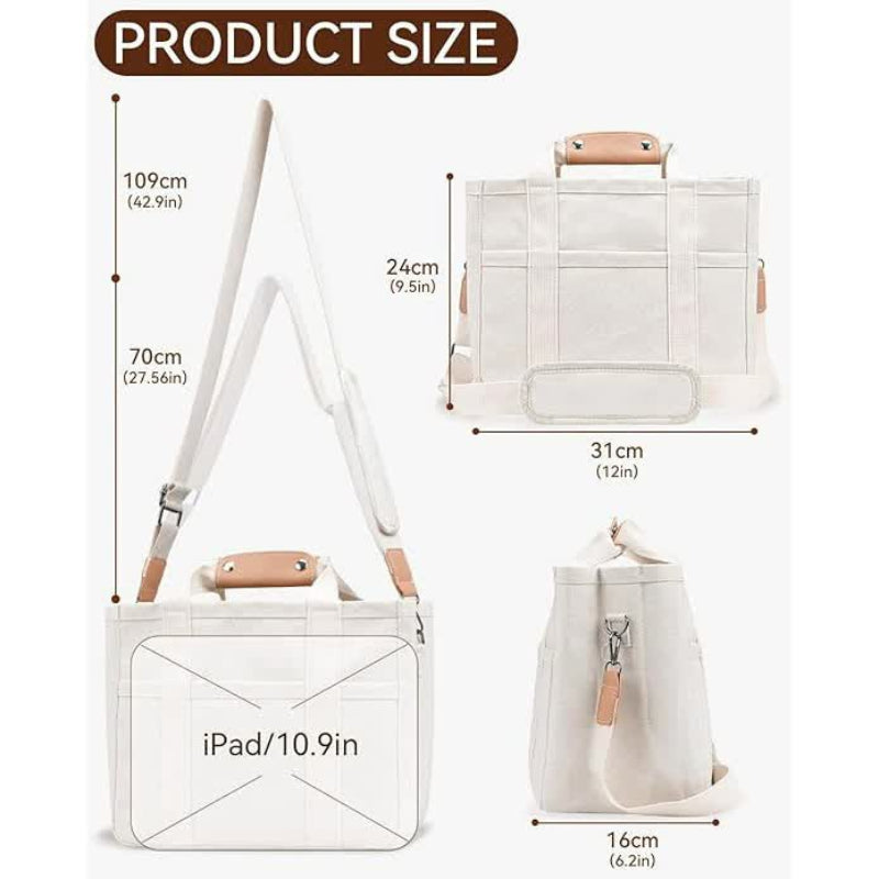 Black Multi Functional Canvas Tote Bag With Strap Spacious And Durable