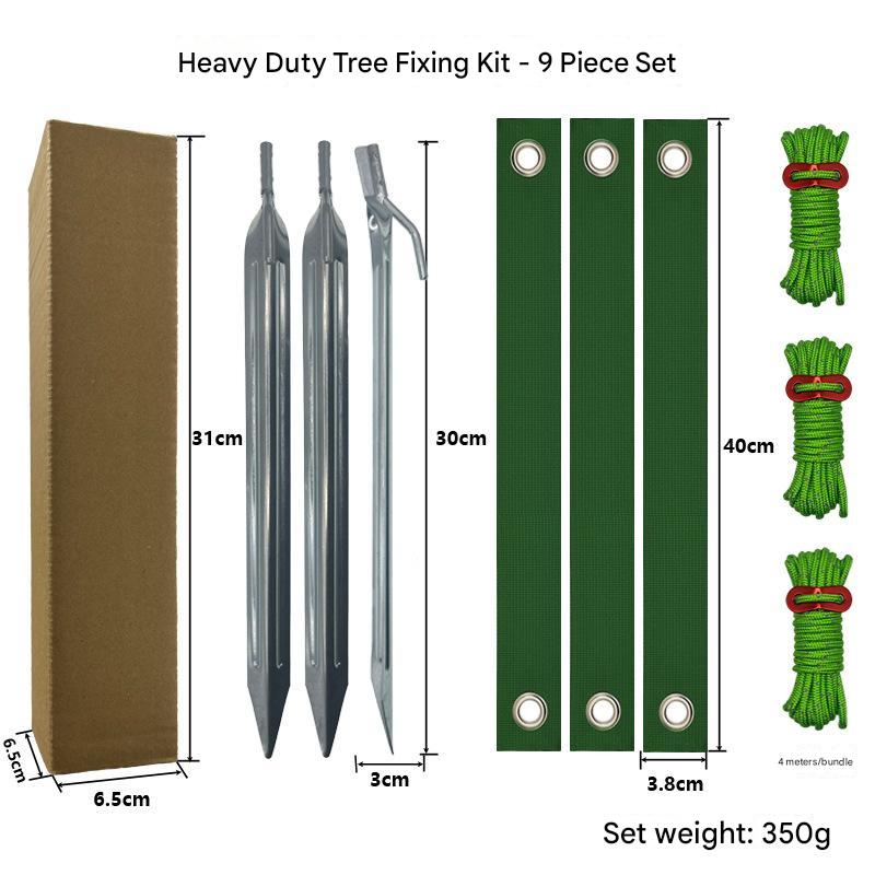Elosung Silver Spike Heavy Duty Tree Anchoring Kit 9 Piece Set With Ground Stakes Straps And Ropes