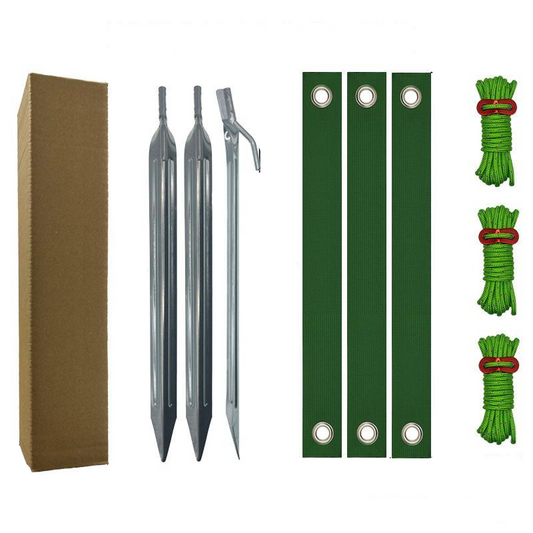 Elosung Silver Spike Heavy Duty Tree Anchoring Kit 9 Piece Set With Ground Stakes Straps And Ropes