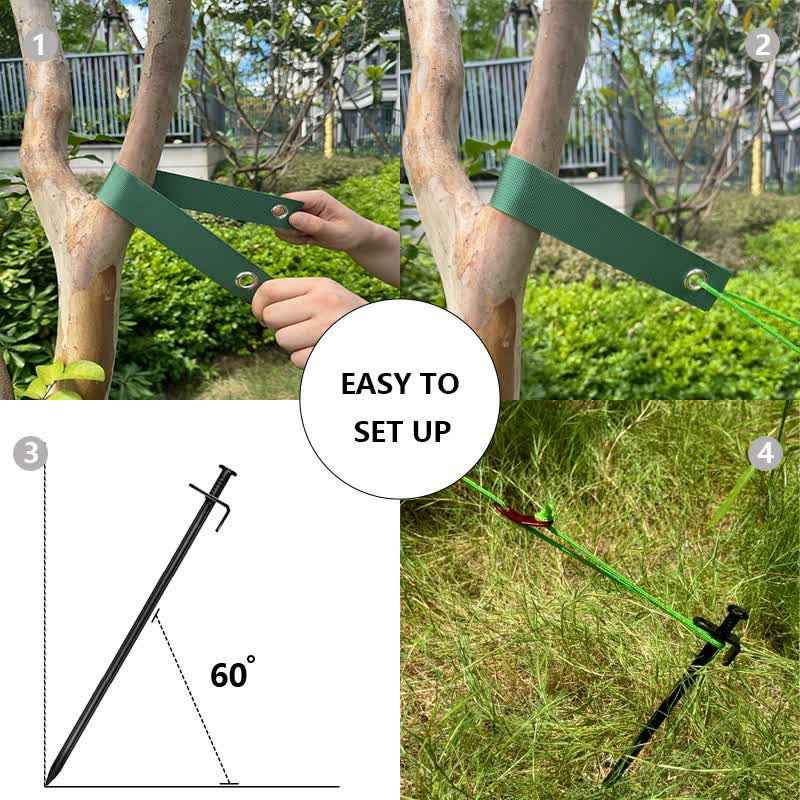 Elosung Silver Spike Heavy Duty Tree Anchoring Kit 9 Piece Set With Ground Stakes Straps And Ropes