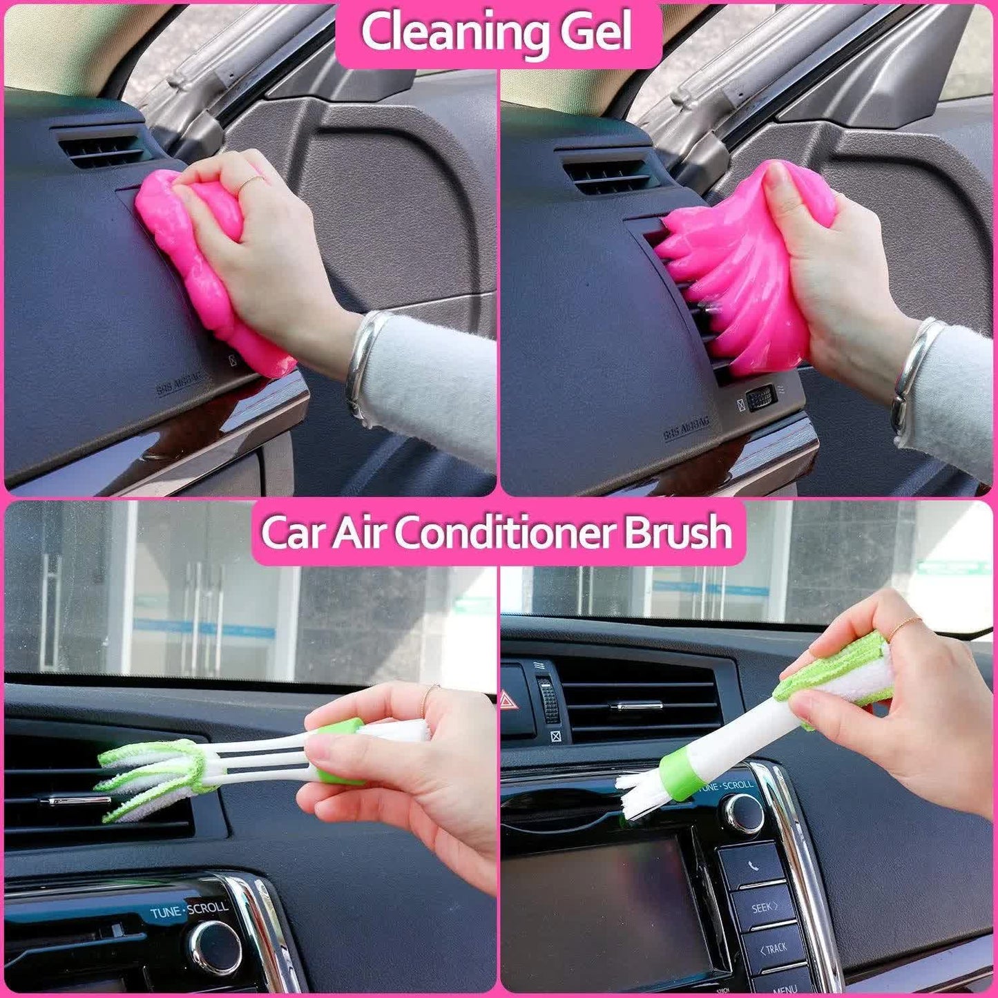 18 Piece Car Cleaning Kit Pink Auto Detailing Set With Storage Toolbox