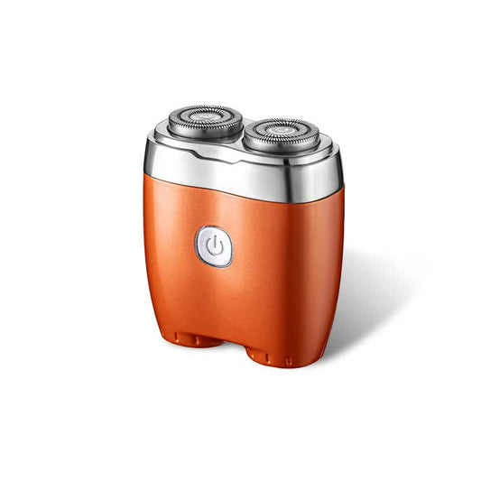 Orange Twin Head Electric Shaver Compact Rechargeable Razor For Men