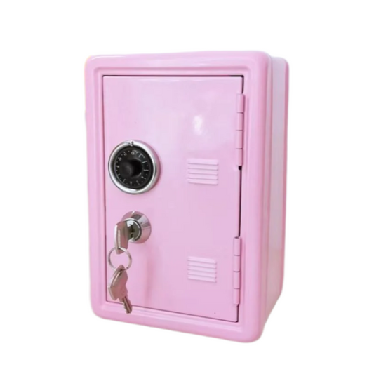 Pink Mini Metal Safe Box With Combination Lock And Key Compact Security Storage