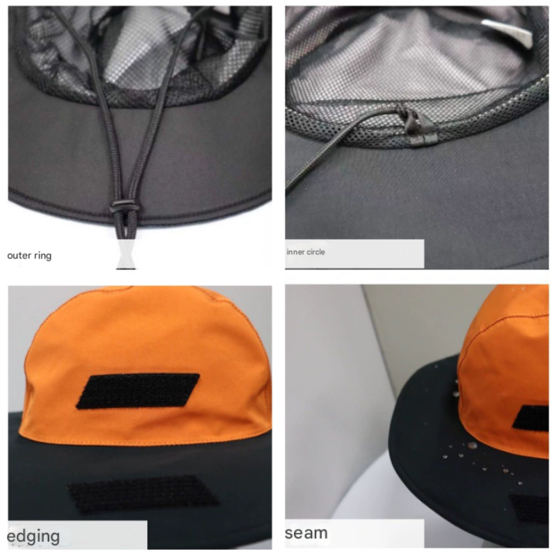 Black Outdoor Waterproof Wide Brim Rain Hat