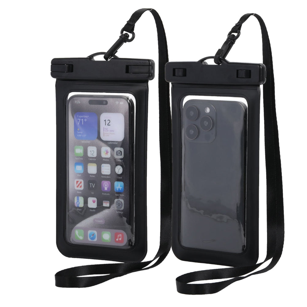 Elosung Black Four Pieces Per Set Waterproof Phone Pouch With Clear Touchscreen And Lanyard