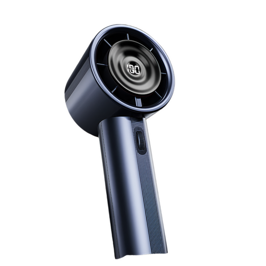Blue High Power Handheld Fan With Digital Display