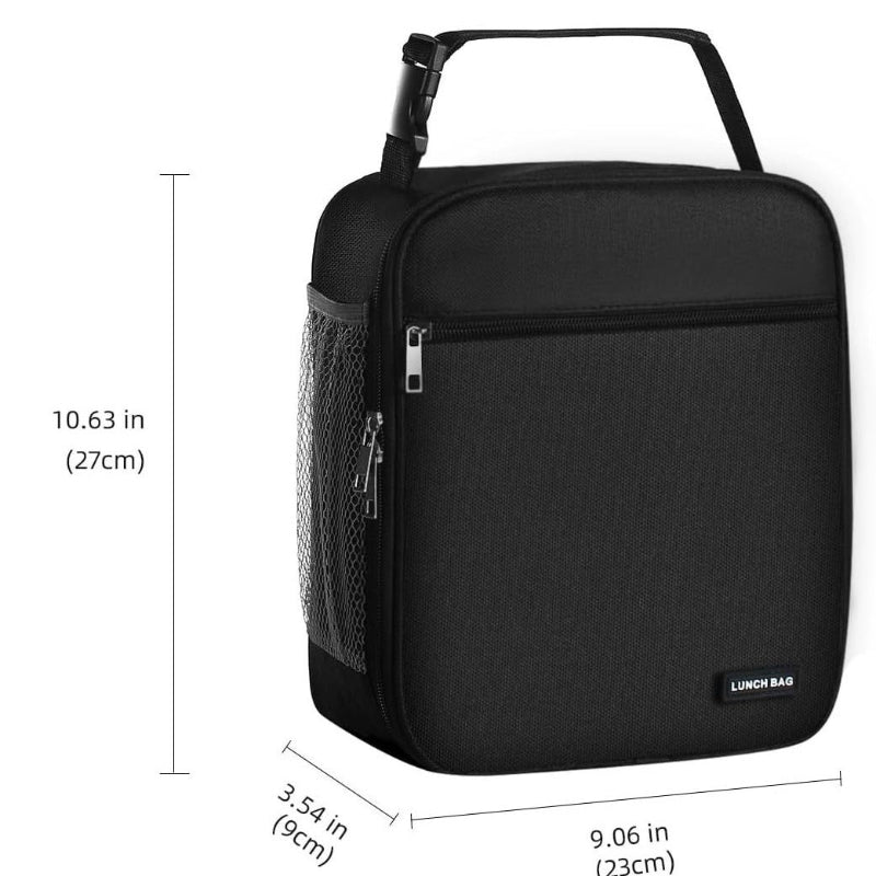 Black Set Of 2 Handheld Insulated Lunch Bags For Food Storage