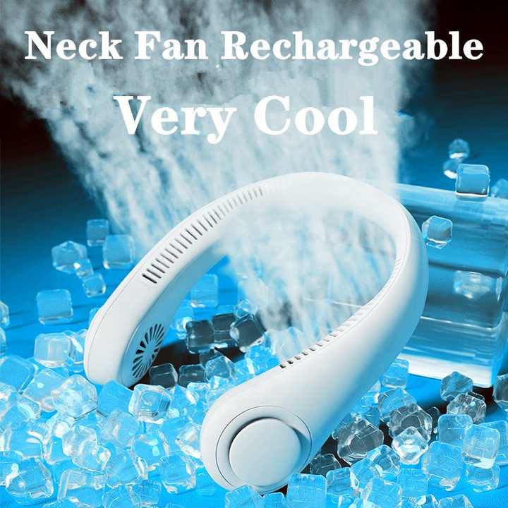 2 Pcs White Neck Fan Hands Free Personal Quiet And Ideal For Outdoor Indoor Use