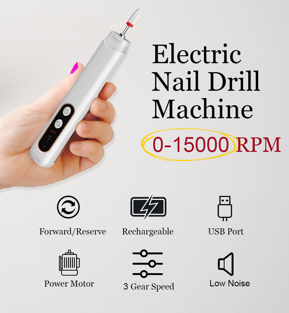 Electric Nail Drill Set Portable Polishing Tool With Multiple Attachments For Professional Use