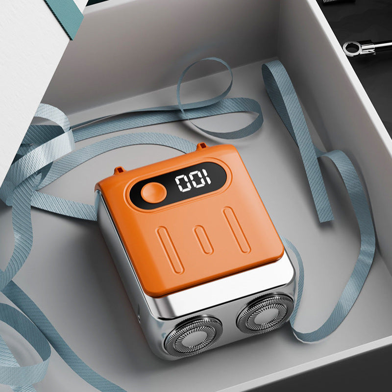 Orange Electric Shaver Compact And Portable Usb Rechargeable With Digital Display Ergonomic Design