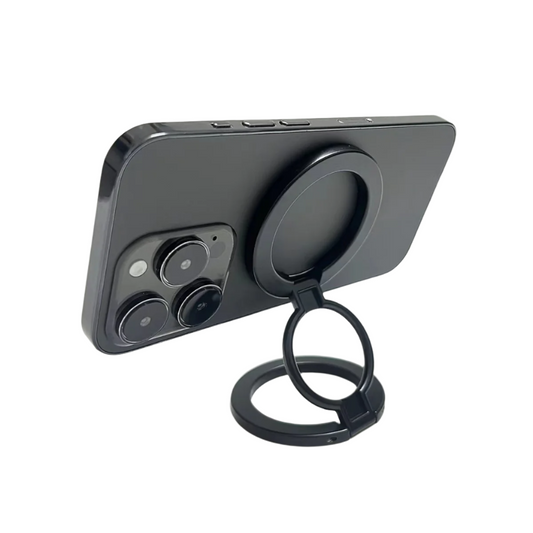 Black Magnetic Phone Ring Stand 360 Degree Rotating Slim Design