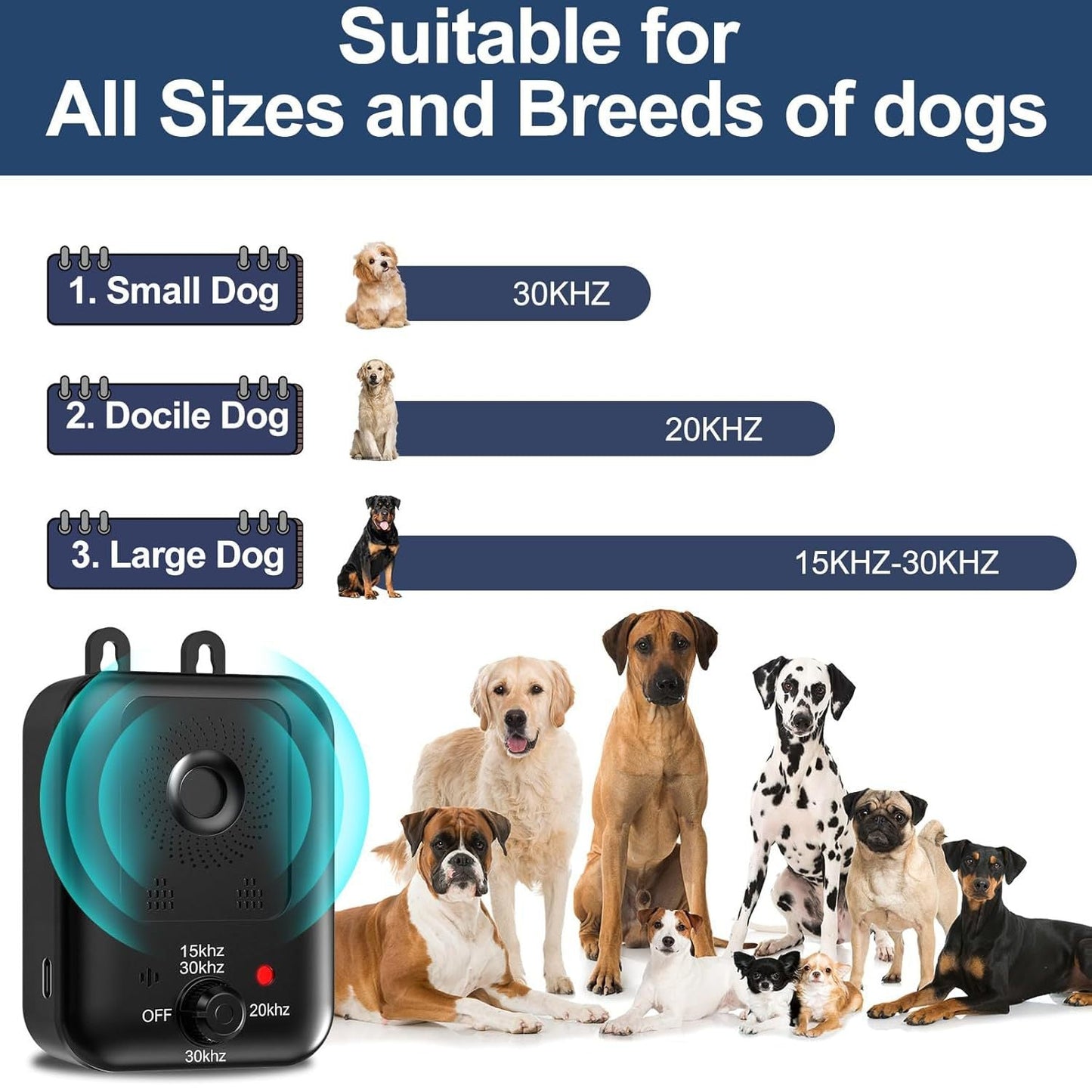 Ultrasonic Dog Repeller Adjustable Frequency (15Khz 30Khz) For Training And Behavior Correction