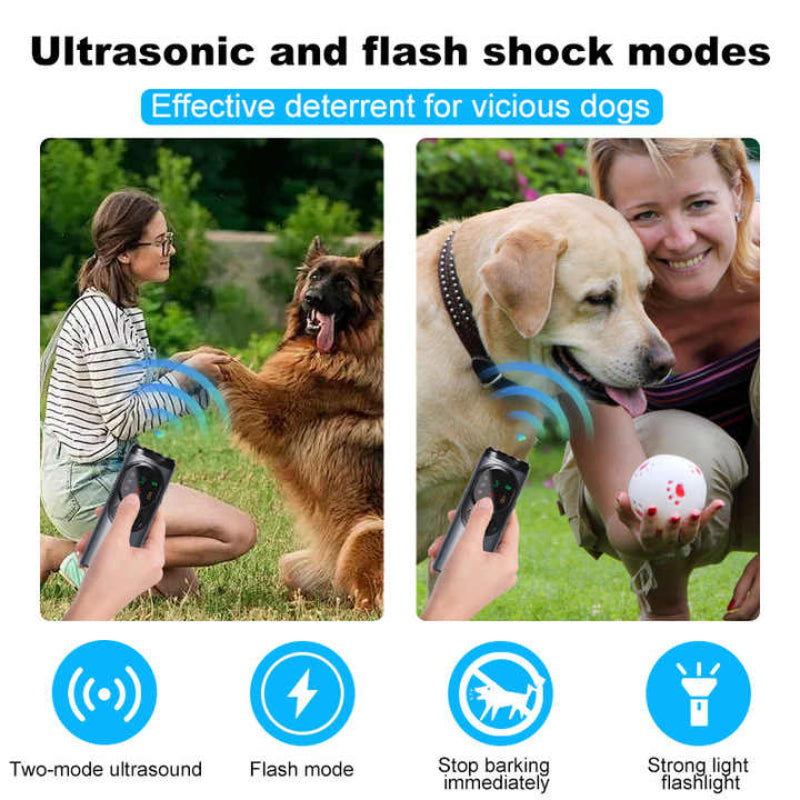 Ultrasonic Dog Repeller High Power Flash Mode Effective Outdoor Use For Controlling Aggressive Dogs