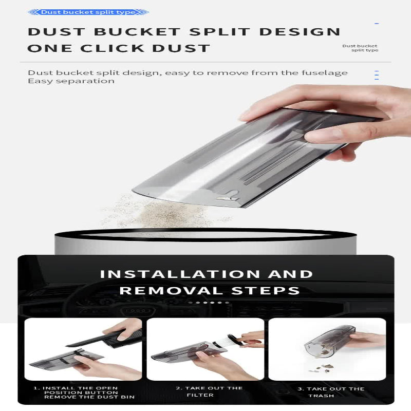Wireless Handheld Car Vacuum Cleaner 8000Pa Suction Usb Rechargeable Wet & Dry Use Lightweight With Washable Filter 40 M