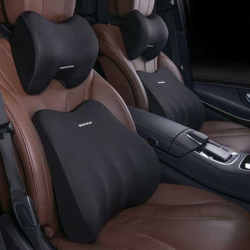 Black Memory Foam Car Seat Neck And Lumbar Support Set Aaa Ergonomic Cushion For Office Home Driving
