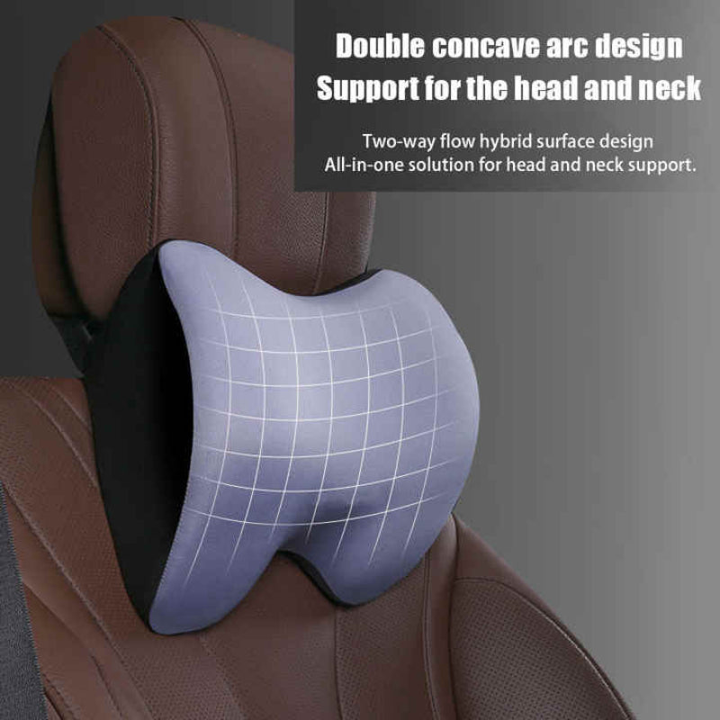 Black Memory Foam Car Seat Neck And Lumbar Support Set Aaa Ergonomic Cushion For Office Home Driving