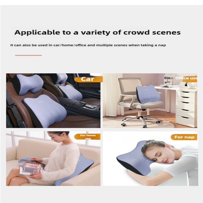 Black Memory Foam Car Seat Neck And Lumbar Support Set Aaa Ergonomic Cushion For Office Home Driving