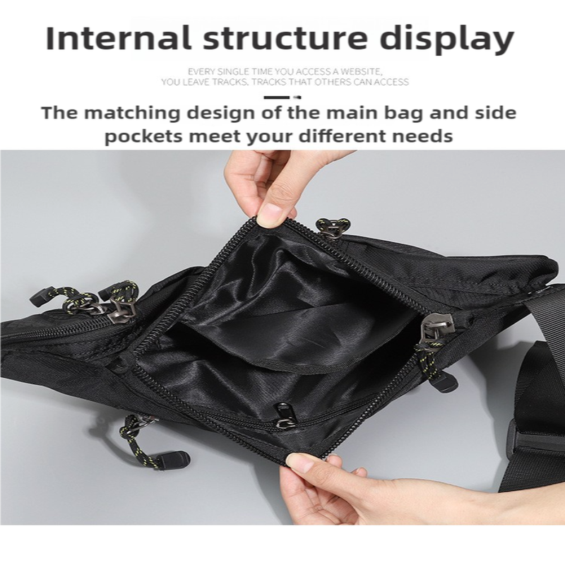 Black And Blue Men's Vintage Chest Bag Multi Functional Waterproof Crossbody Sling For Outdoor Sports