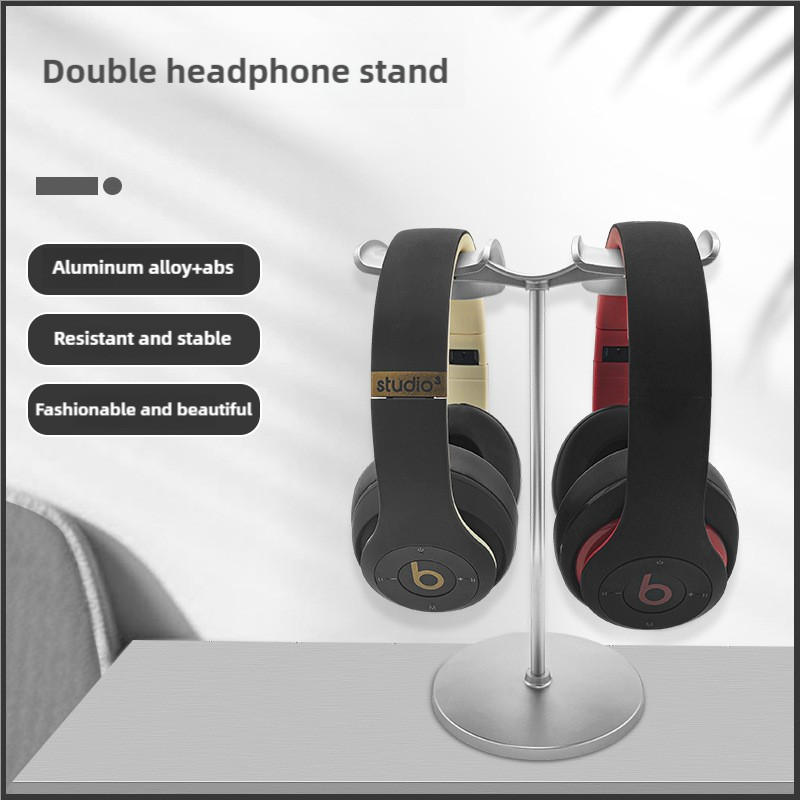Elosung Silver Dual Headphone Stand Creative Double Hook Aluminum Alloy Display Holder