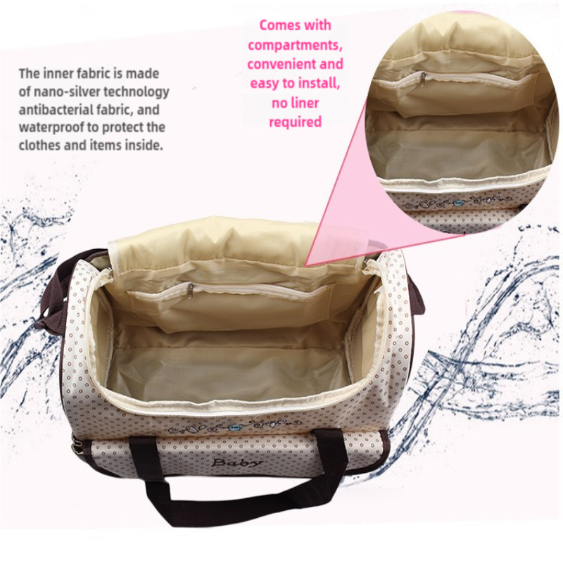 5 Piece Mommy Bag Set Large Capacity Diaper Bags For Baby Travel Pink
