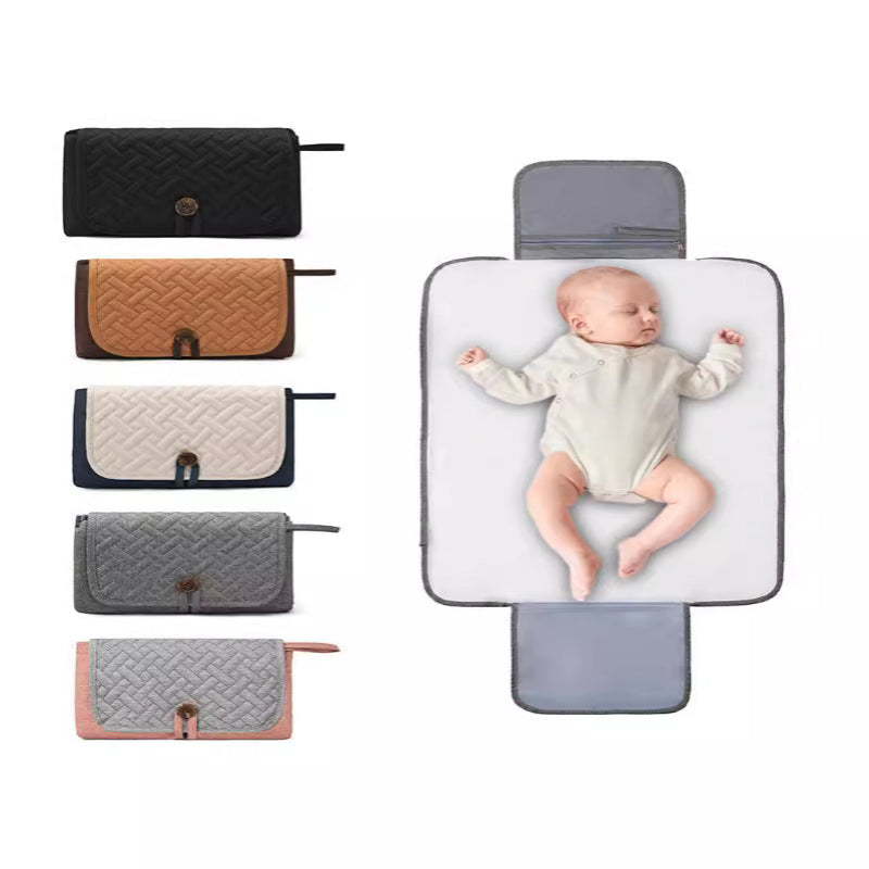 Blue And White Patchwork Portable Little One Changing Mat Waterproof Foldable Compact Diaper Pad For Travel & Everyday U