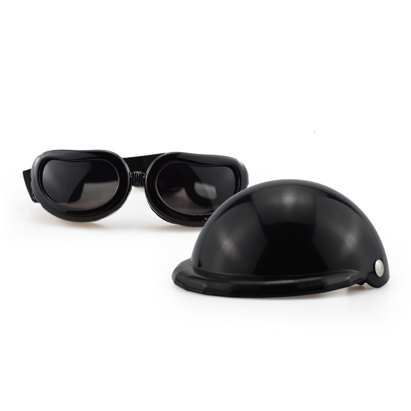 Elosung Black Pet Helmet & Goggles Set Safety Gear For Dogs Uv Protection Durable Abs Material Stylish Outdoor Accessory