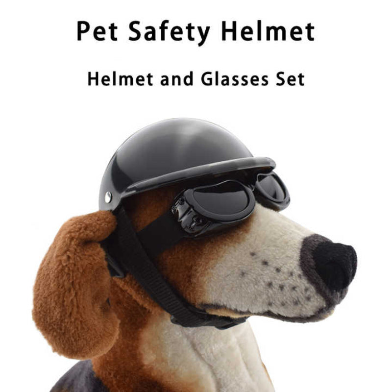 Elosung Black Pet Helmet & Goggles Set Safety Gear For Dogs Uv Protection Durable Abs Material Stylish Outdoor Accessory