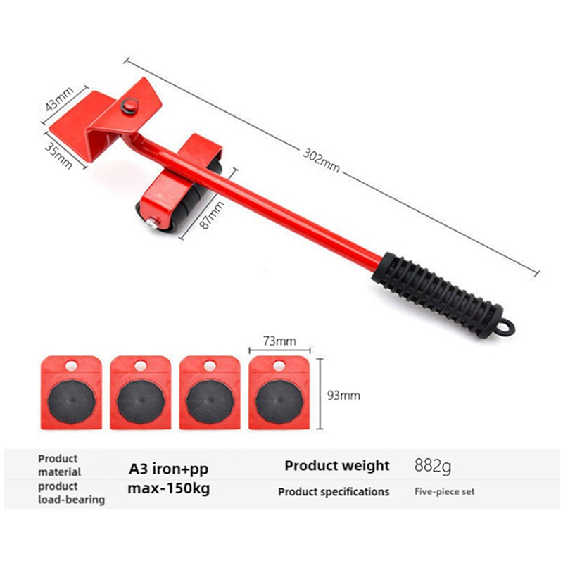 2 Pcs Red Heavy Duty Furniture Moving System Sliding Dolly Tools For Easy Transport Of Appliances And Objects