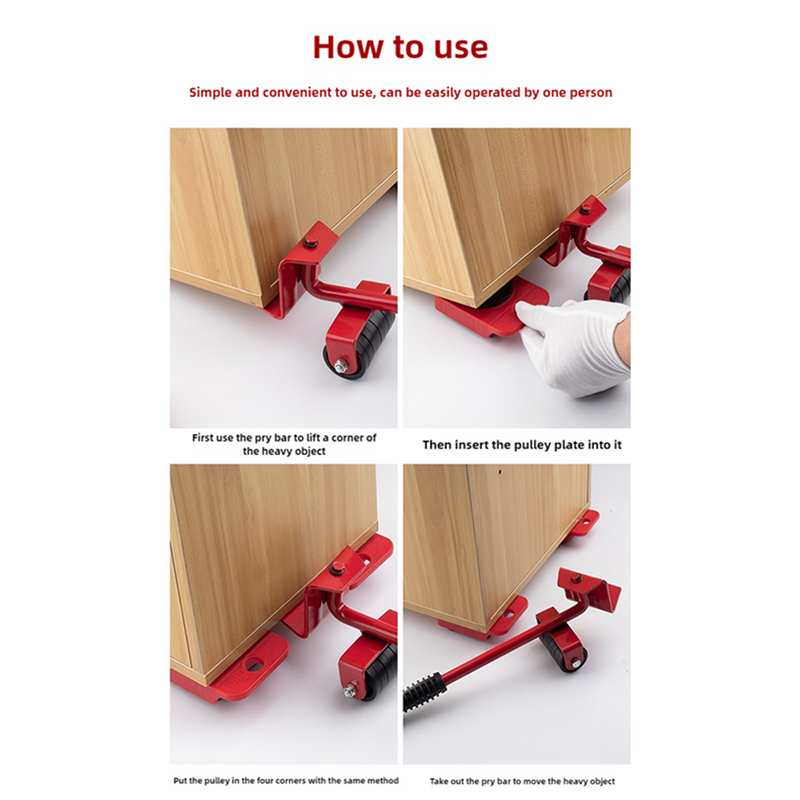 2 Pcs Red Heavy Duty Furniture Moving System Sliding Dolly Tools For Easy Transport Of Appliances And Objects
