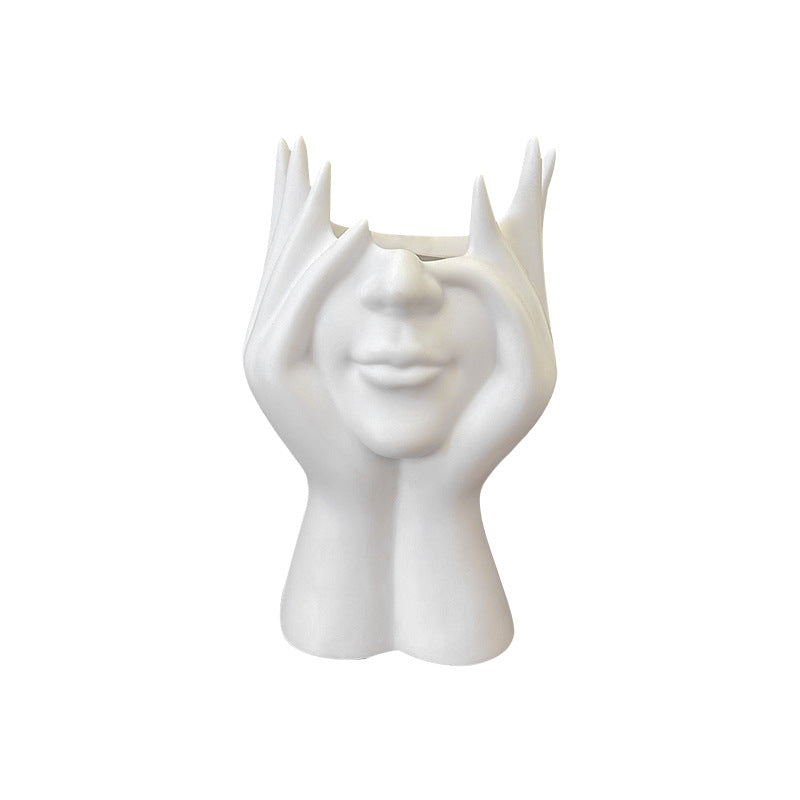 Elosung 2 Pcs White Elegant Hand Shaped Brush Holder Creative Makeup Organizer For Vanity And Desk(Makeup Not Included)
