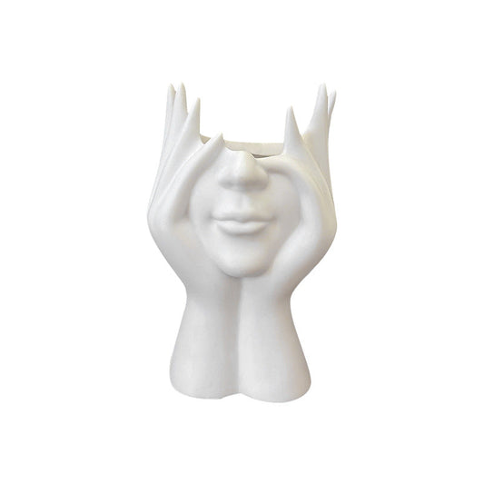 Elosung 2 Pcs White Elegant Hand Shaped Brush Holder Creative Makeup Organizer For Vanity And Desk(Makeup Not Included)