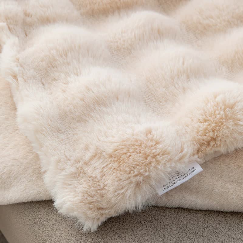 130X160cm Red Plush Toscana Rabbit Hair Throw Blanket Soft Flannel Fleece All Seasons