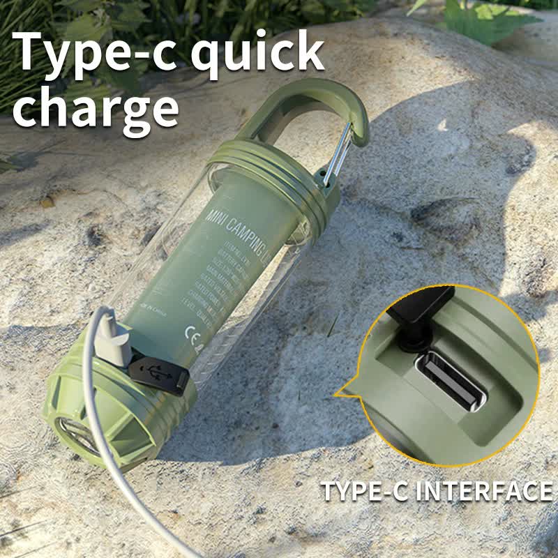 2 Pcs Khaki Outdoor Camping Light With 6 Modes & Keychain Hook Multi Source Mini Flashlight Ipx4 Waterproof