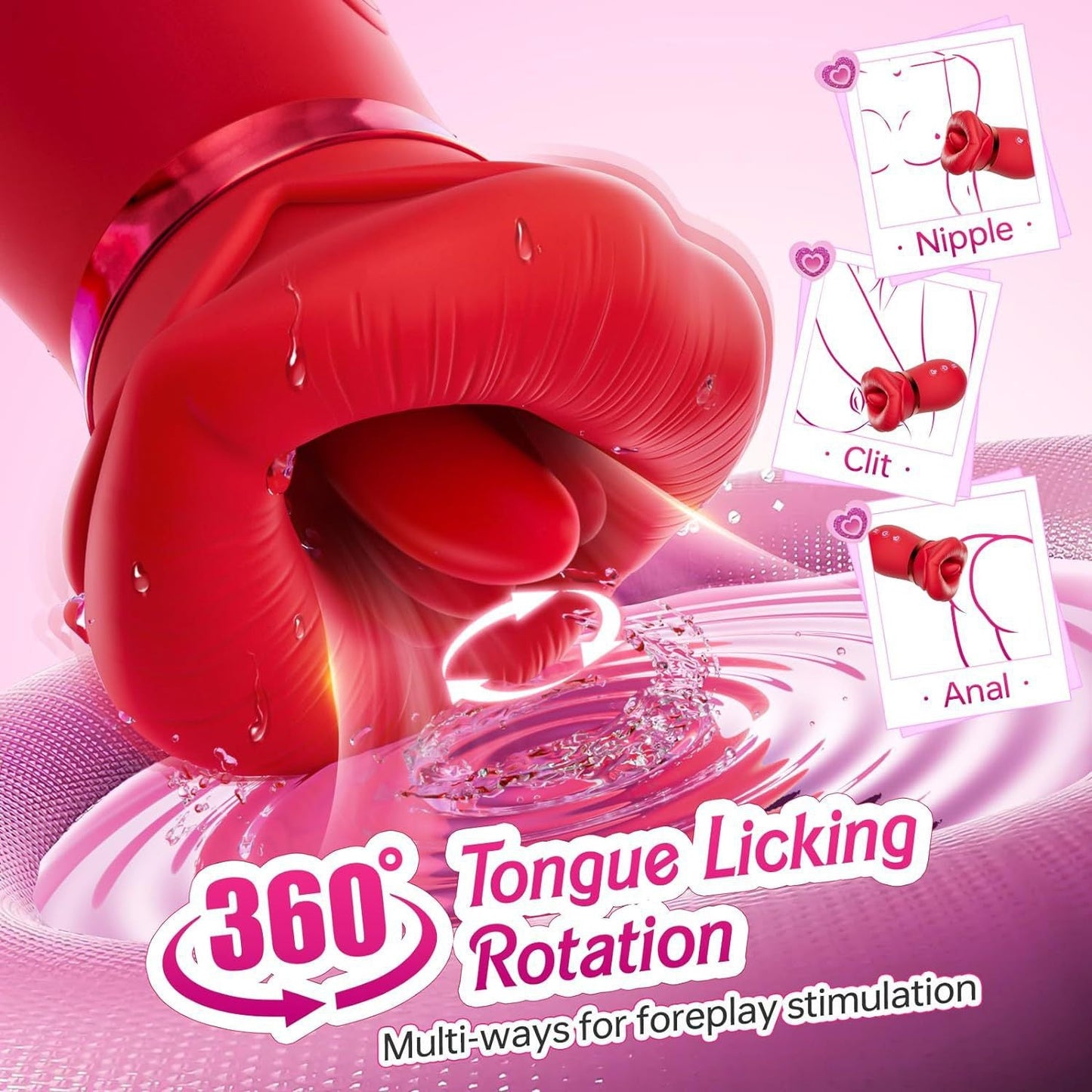 Purple Lips Vibrating Stimulator Dual Action Suction Licking Massager For Women